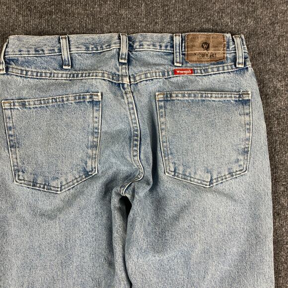 Wrangler Mens Jeans Size 34x29 Light Wash Regular Fit Straight Leg Denim Baggy - Picture 9 of 10